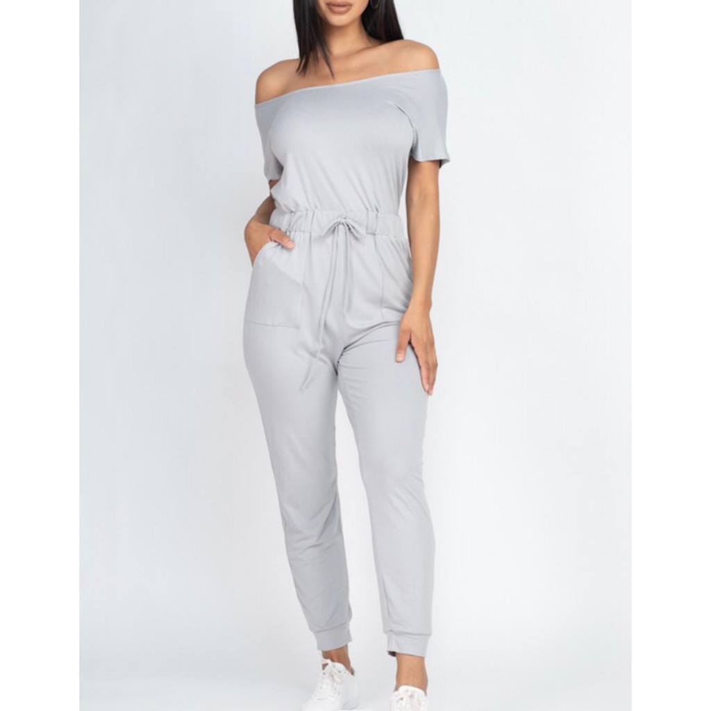 Gray Drawstring Jumpsuit